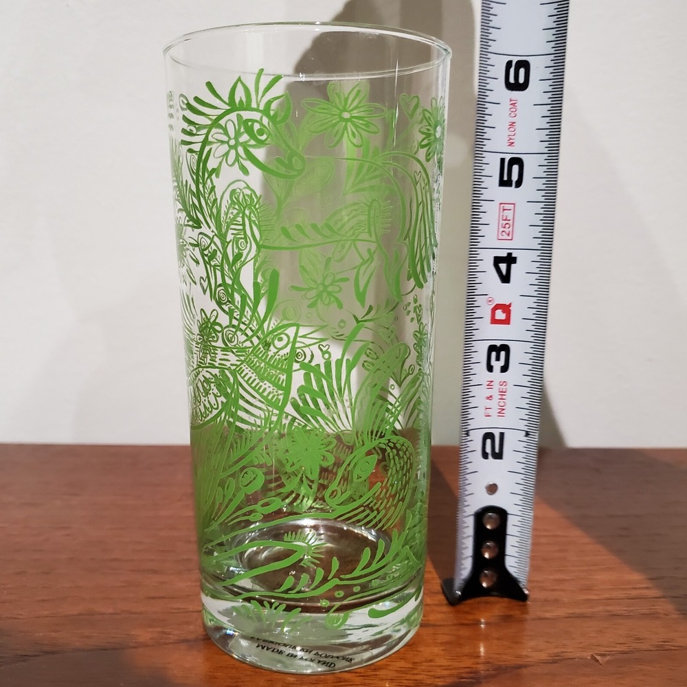 Vintage Glass Tumbler Made In Poland animal and leaf motif 6" tall - Picture 8 of 10